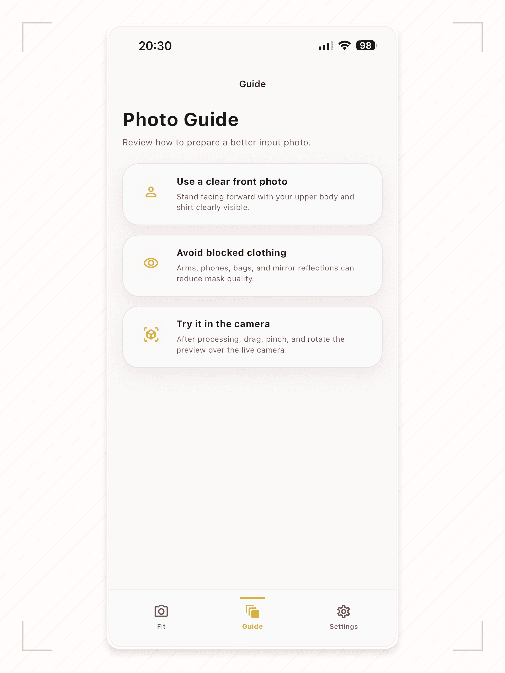 Follow the built-in photo guide